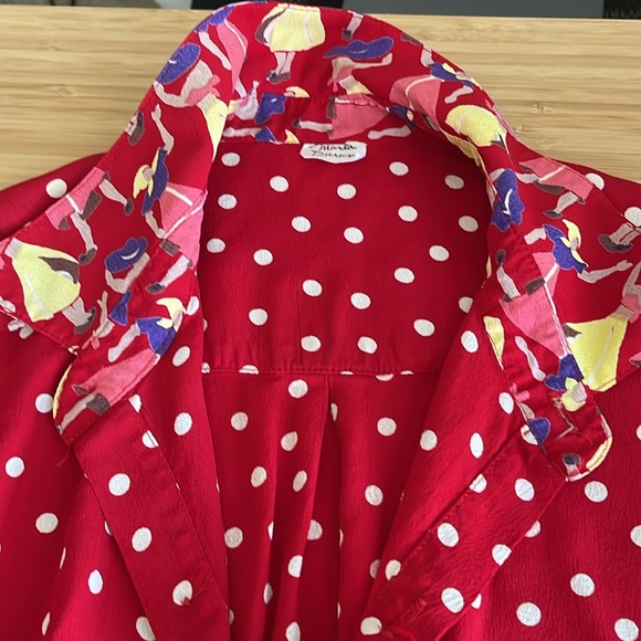 Marla Duran Women's Vintage 90s Lagenlook Polka Dot Oversized Rayon Crepe Top 1X - Picture 7 of 14